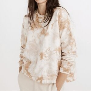 Madewell White Tie Dye Printed Swing Crewneck Pullover Sweatshirt
